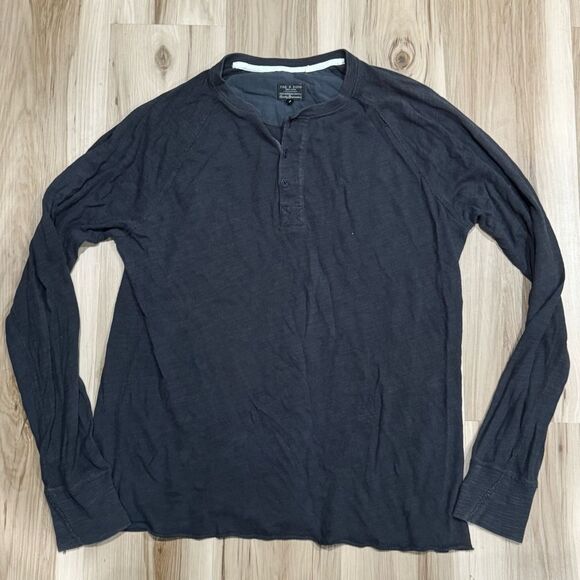 Rag & Bone Classic Flame Henley Top Long Sleeve Men’s Large - Picture 2 of 4